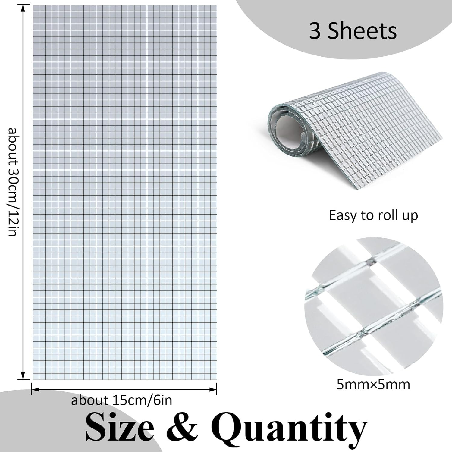 Mirror Tiles Self Adhesive, 5100 Pieces Mosaic Tiles Sheet, Disco Ball Tile