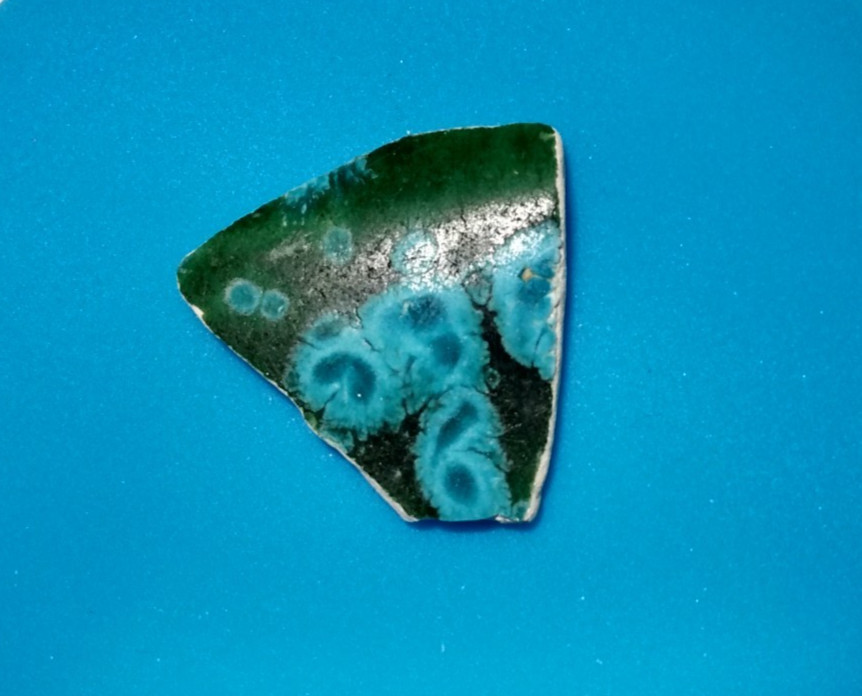 Broken Blue Green Pottery Piece For Jewelry Making Craft Mosiac Art + Free Gifts