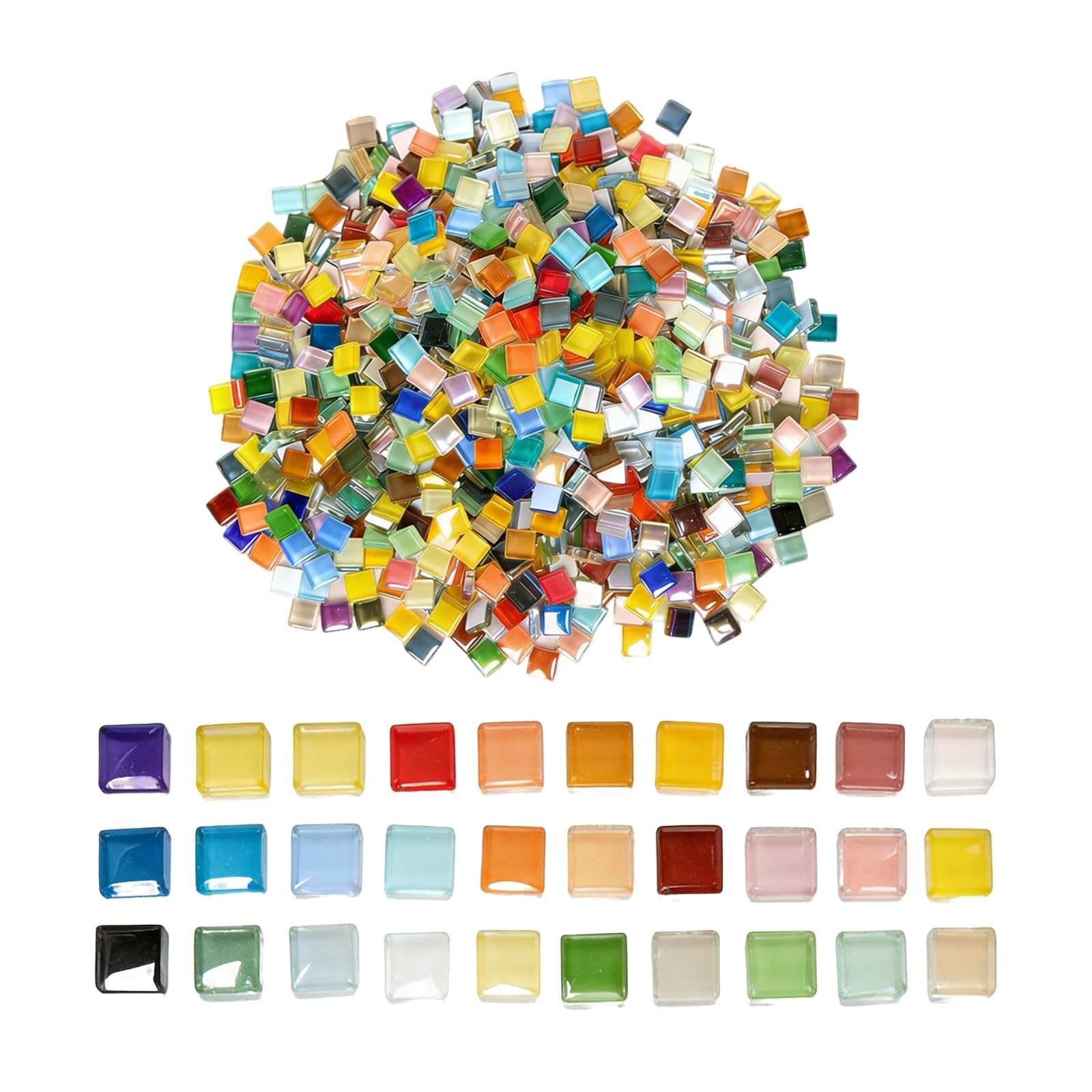 Dqwtb 2.2 Pounds Mixed Glass Mosaic Tiles 1100pcs Stained Glass Pieces for Sq…