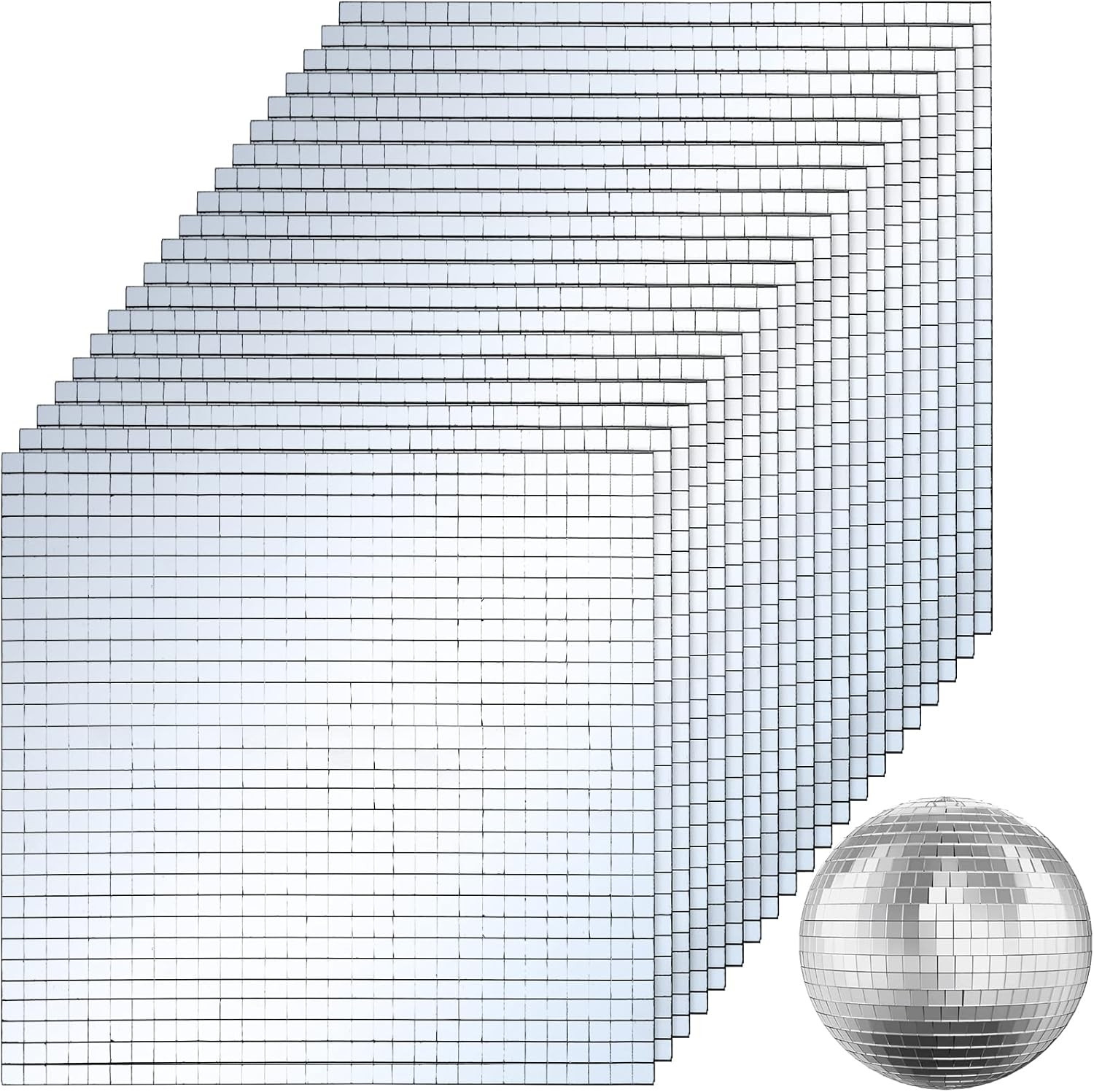 36000 Pieces Mirror Mosaic Tiles, 5 X 5 Mm Self Adhesive Mirror Stickers, Real G