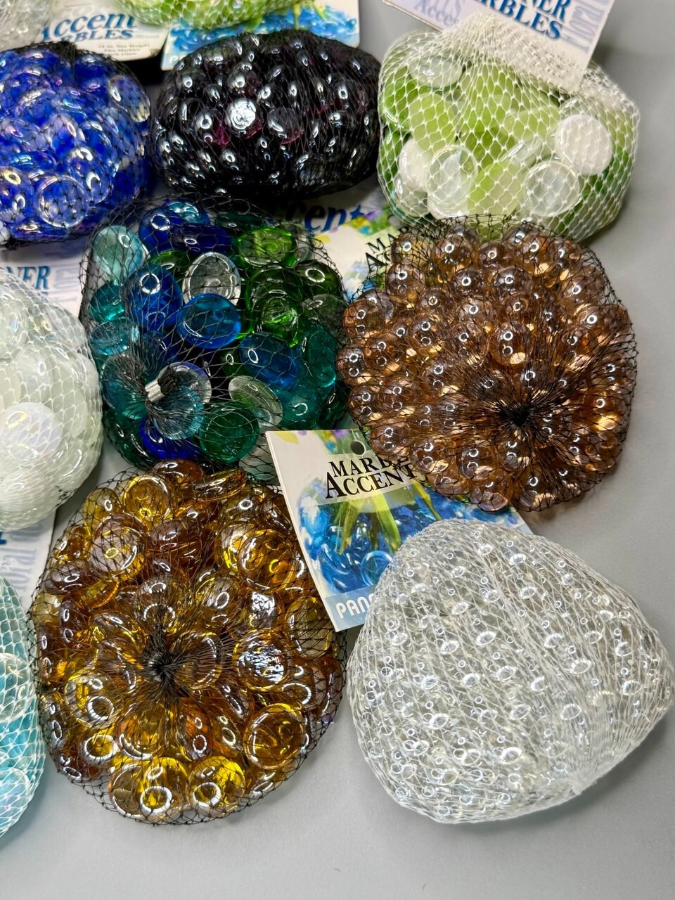 ⭕️ 11LB – 14 BAGS GLASS ACCENT MARBLES 12 OZ EACH MIXED COLORS FOR CRAFTS DECOR