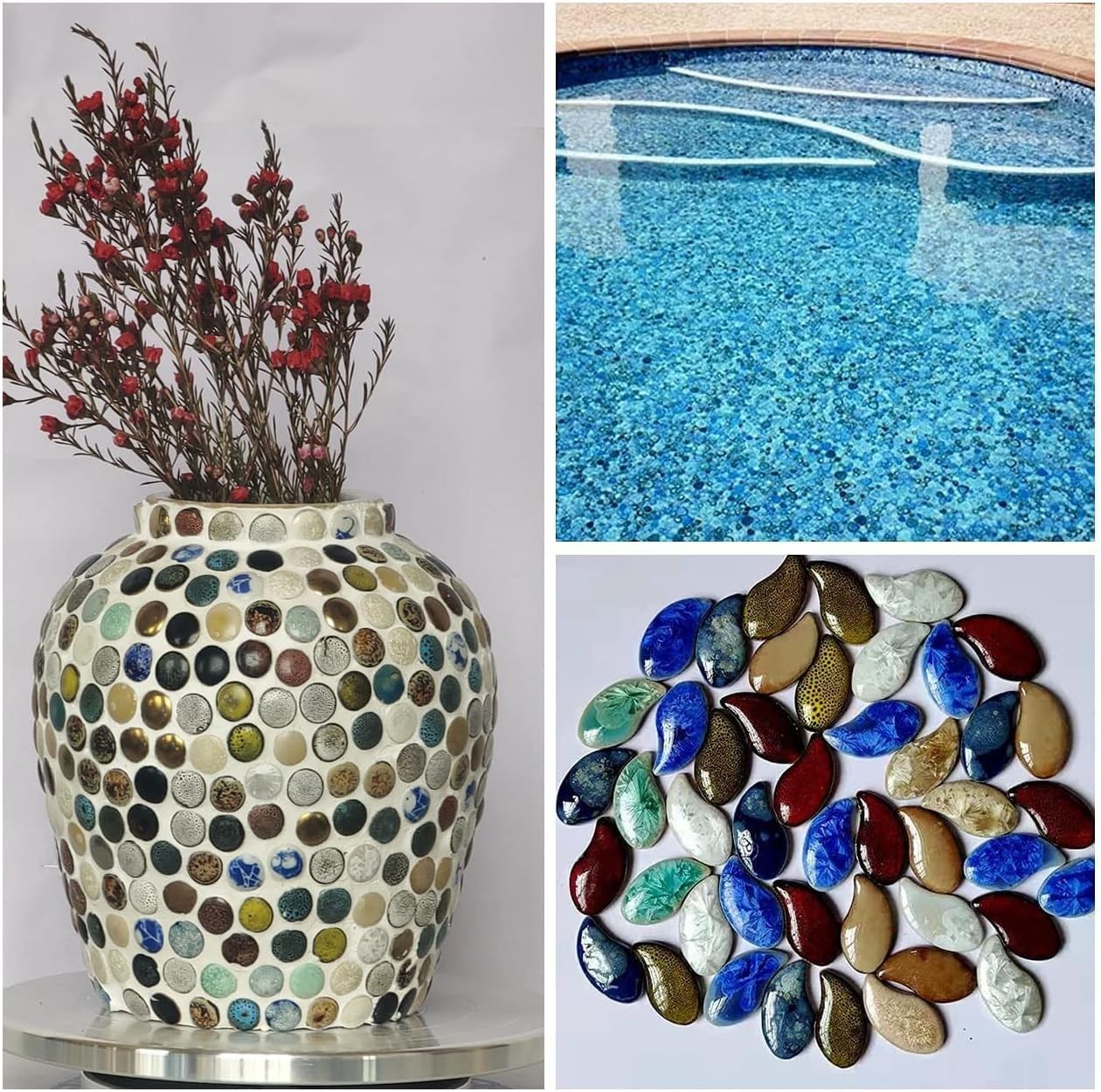 200G Ceramics Mosaic Tiles Random Color Mixed round Ceramics Tiles Bulk for Craf