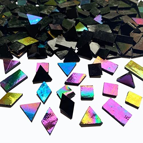 280 Pcs Iridescent Mosaic Tiles for Crafts Projects Stained Glass Sheets