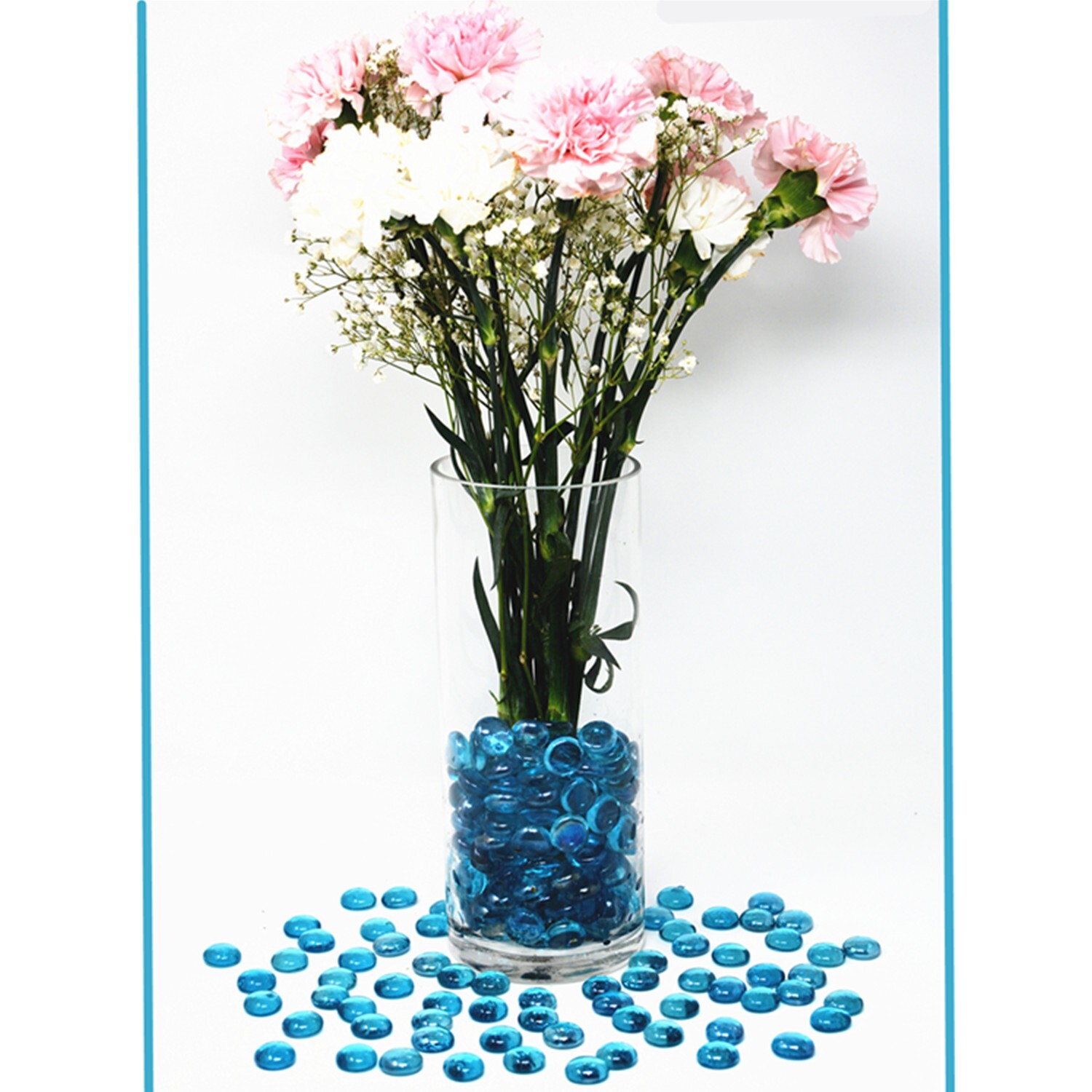 1200 Pcs Ocean Blue Glass Gems, Pebbles, Mosaic Tiles, Marble Vase Filler (12LB)