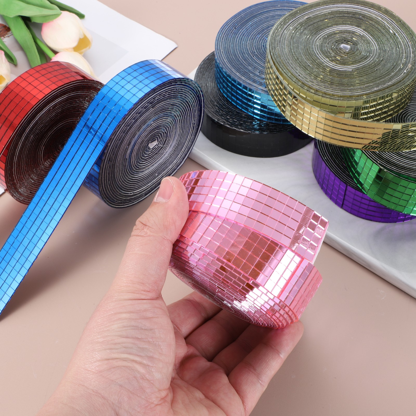 2500Pcs 5x5mm Green Self Adhesive Mirrors Mosaic Tiles Mosaic Sticker