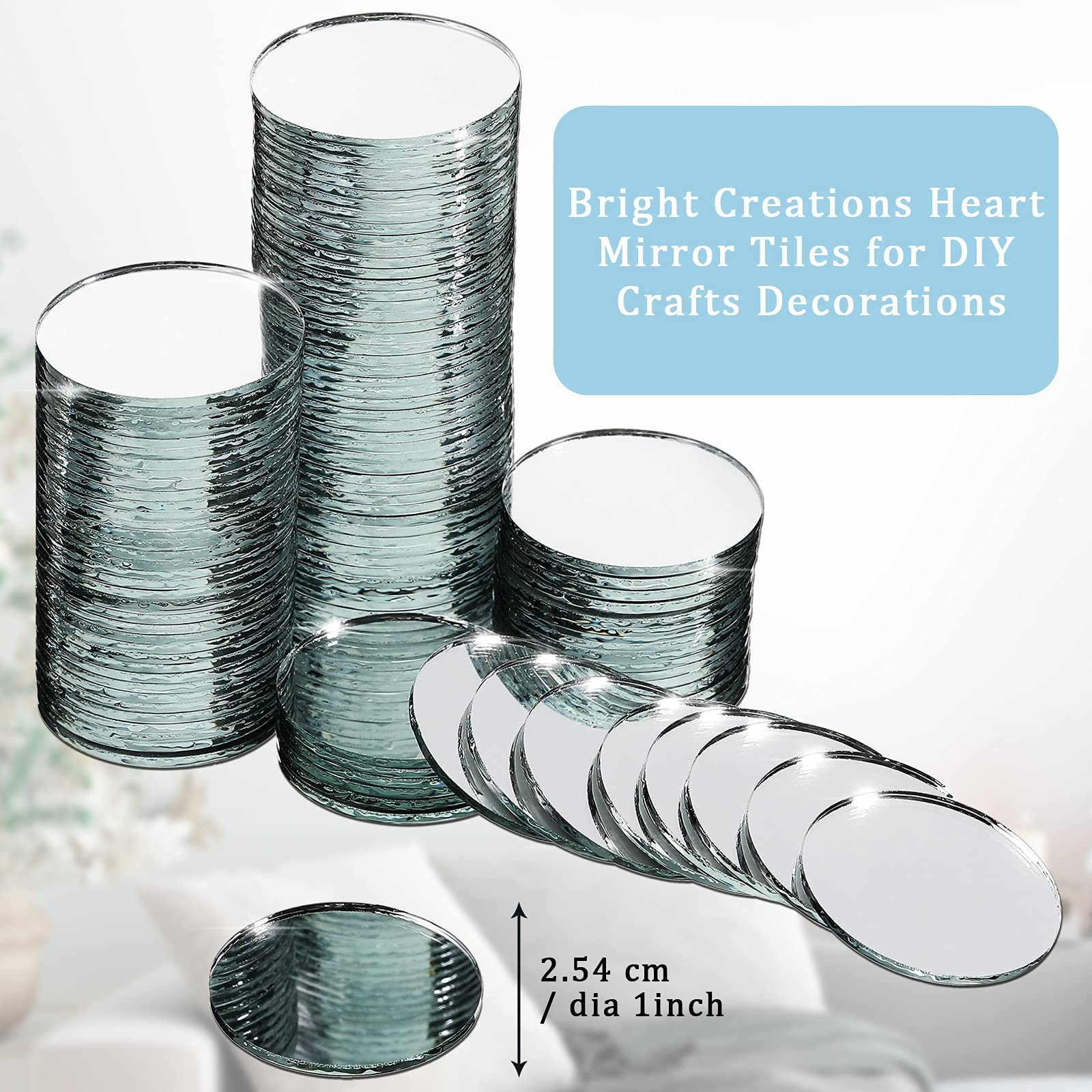 120 Pieces 1 Inch Small Round Glass Mirrors Circle Glass Mirror Tiles Pieces …