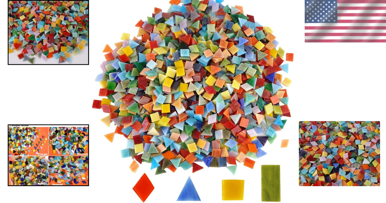 1600 Vibrant Glass Mosaic Tiles – Assorted Colors & Shapes for Stunning Crafts