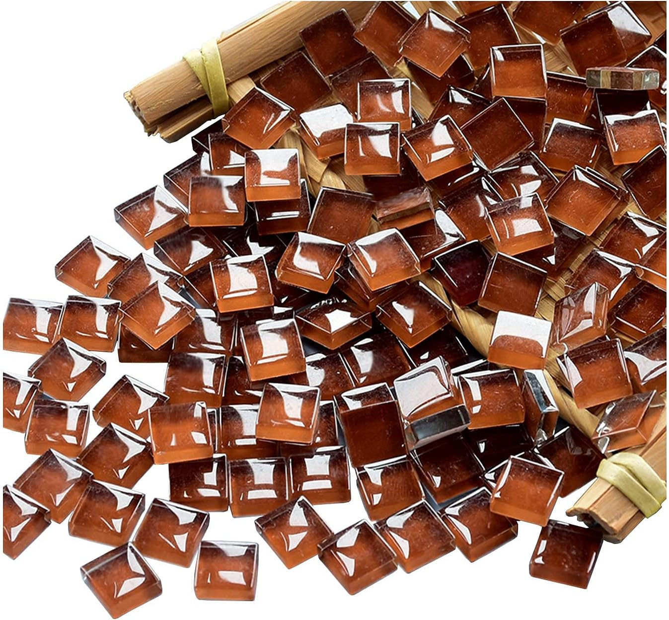 Mosaic Tiles Squares Chocolate Crystal Mosaic Glass Tile for Crafts Bulk DIY Pic