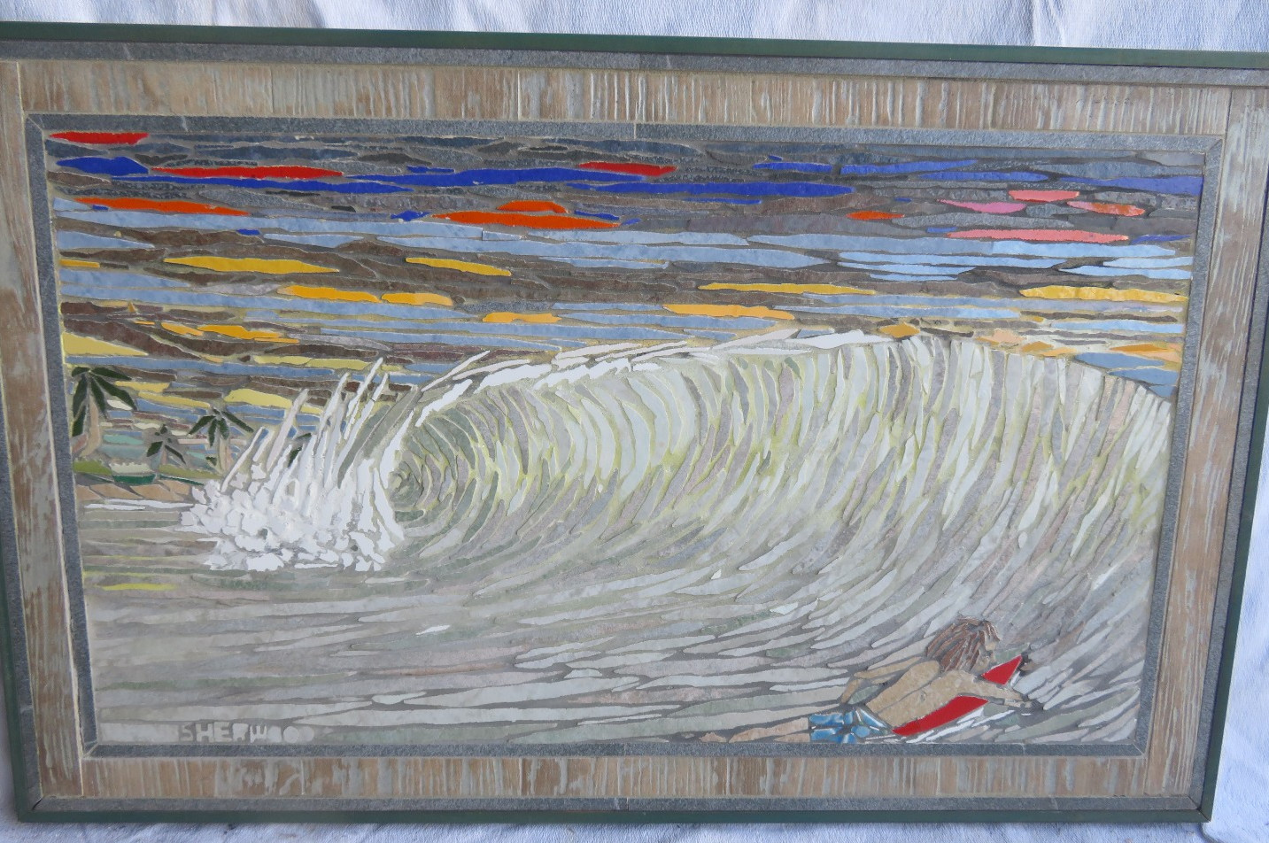 Original Custom one of a kind Tile Mosaic 24w x 18h Surfs Up