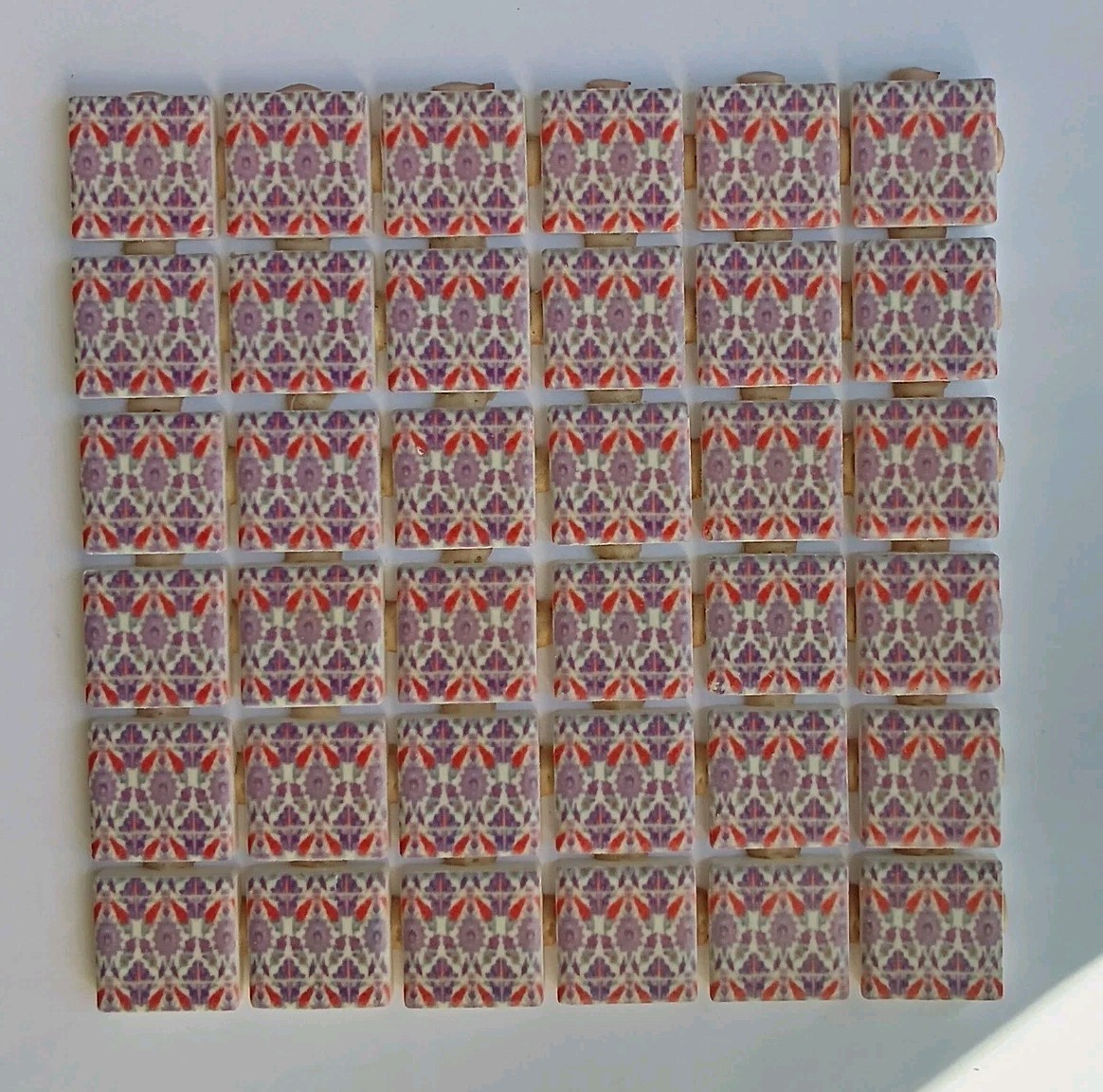 Mosaic Tile – 36/1 Inch Square Pieces-Craft- blue/white/red