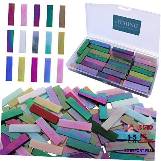 Rectangular Iridescent Glass Mosaic Tiles Iridescent Mix (Rectangle/Opaque)