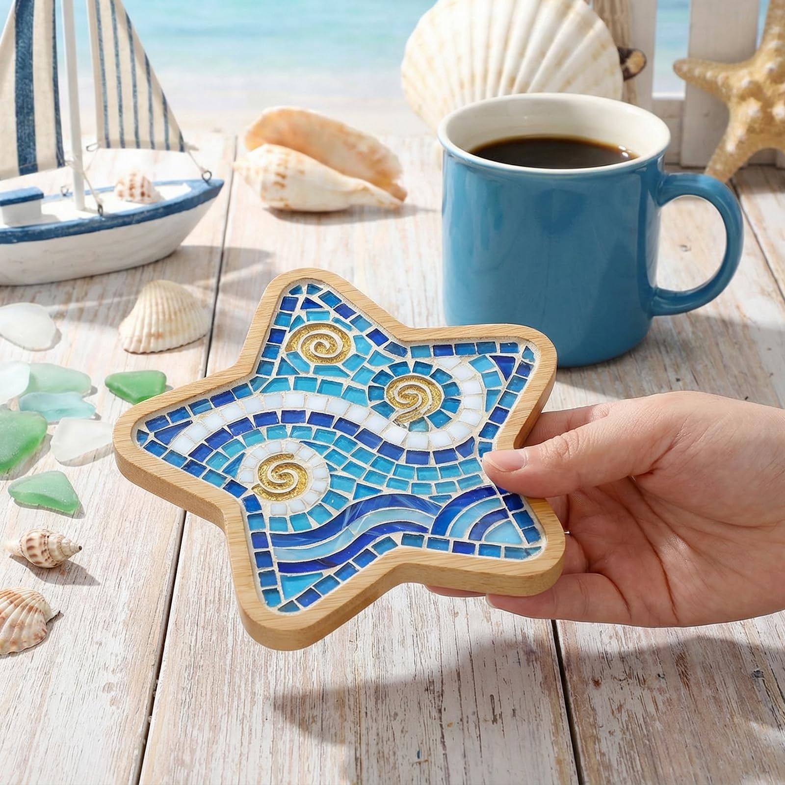 10 Pcs Wooden Mosaic Bases Kits for Crafts, Assorted Shapes Mosaic Substrates…
