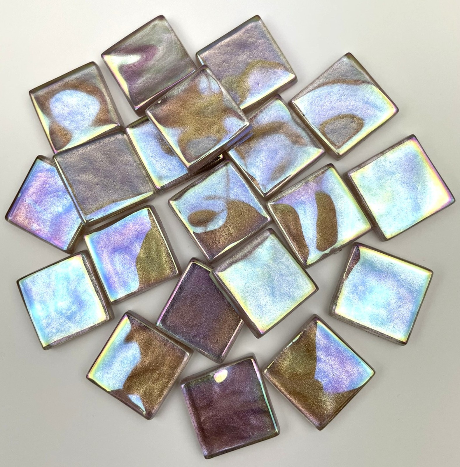 IRIDESCENT GOLDEN BERRY Metallic Glass Mosaic Tile Pieces – 3/4 inch – 20 Tiles