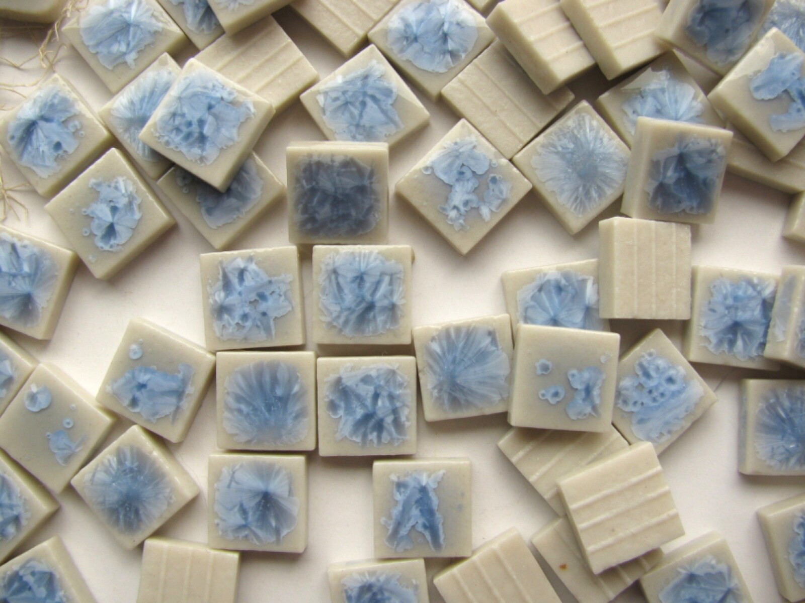 Vintage MCM Tile Lot Ceramic Mosaic Loose Blue Crystalline Pebble + Mini Squares
