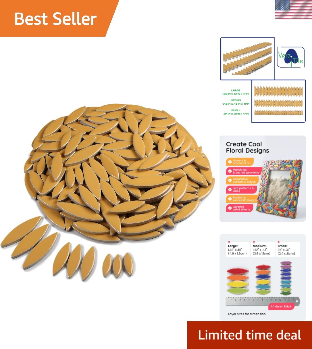 DIY Petal Mosaic Tiles – Glazed Ceramic Tiles in 39 Colors for Craft Projects