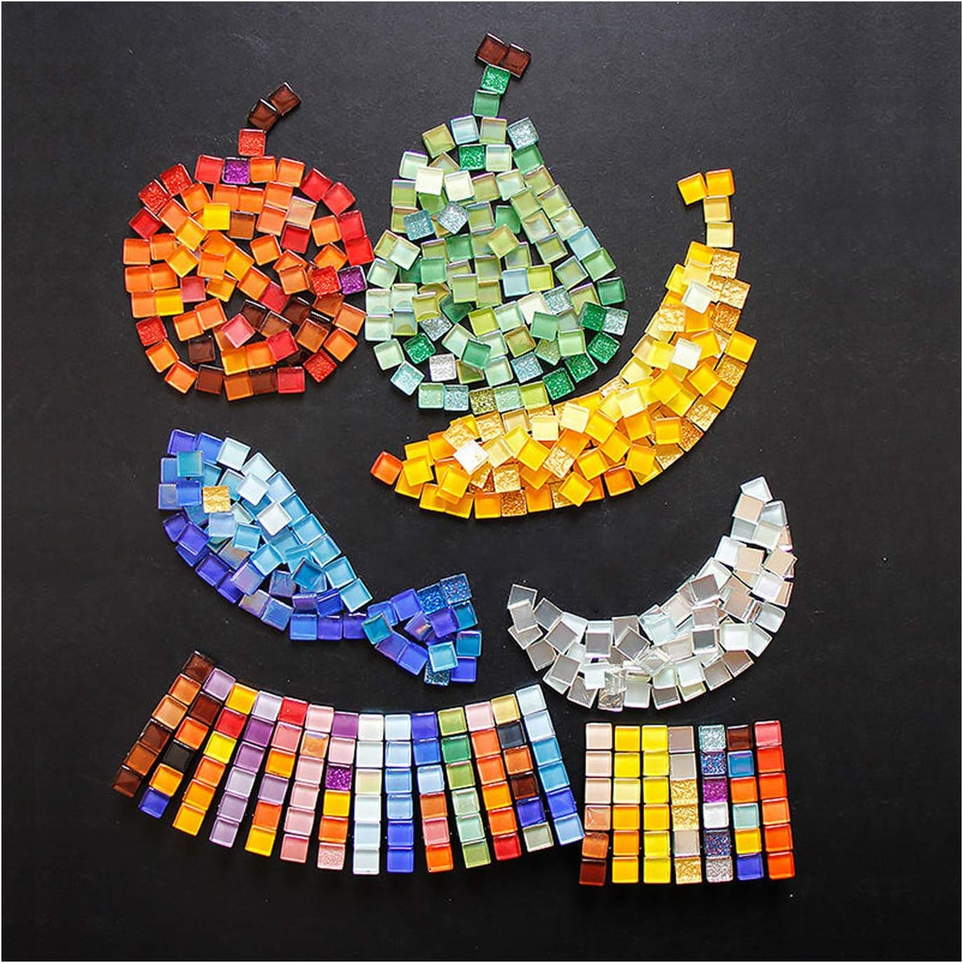 Mosaic Tiles Squares Dark Gray Crystal Mosaic Glass Tile for Crafts Bulk DIY Pic