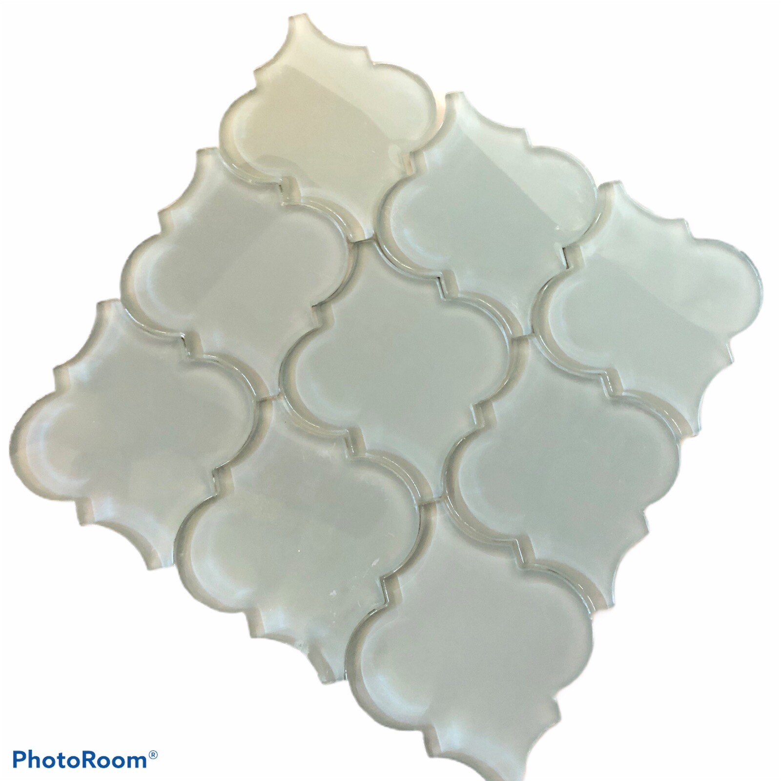Arabesque Moroccan Glossy Glass Subway Blue Tile 9 Pcs Backsplash Kitchen Bath