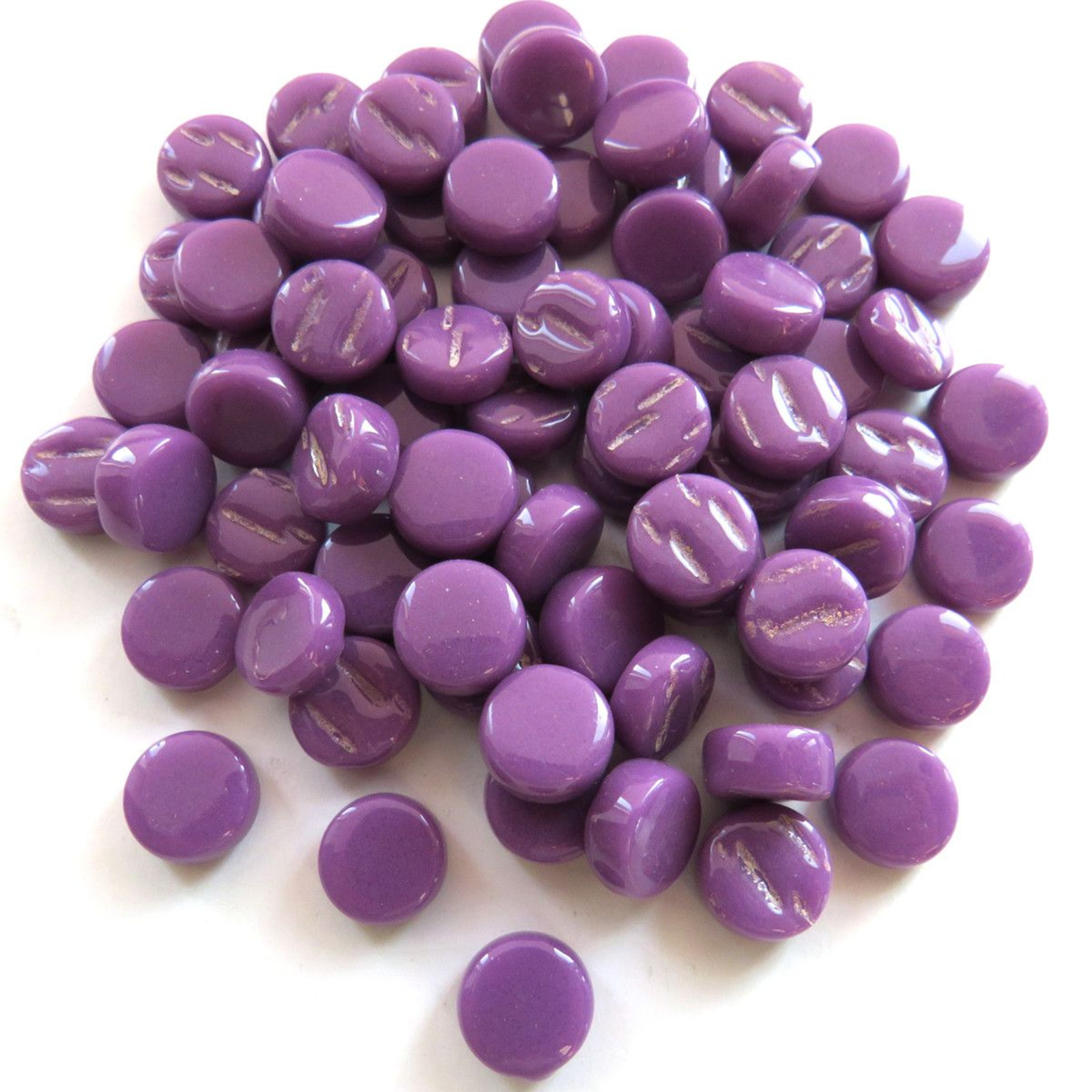 50 Tiles of Magenta Purple 8 mm Round Glass Mosaic Tiles – 4 mm thick