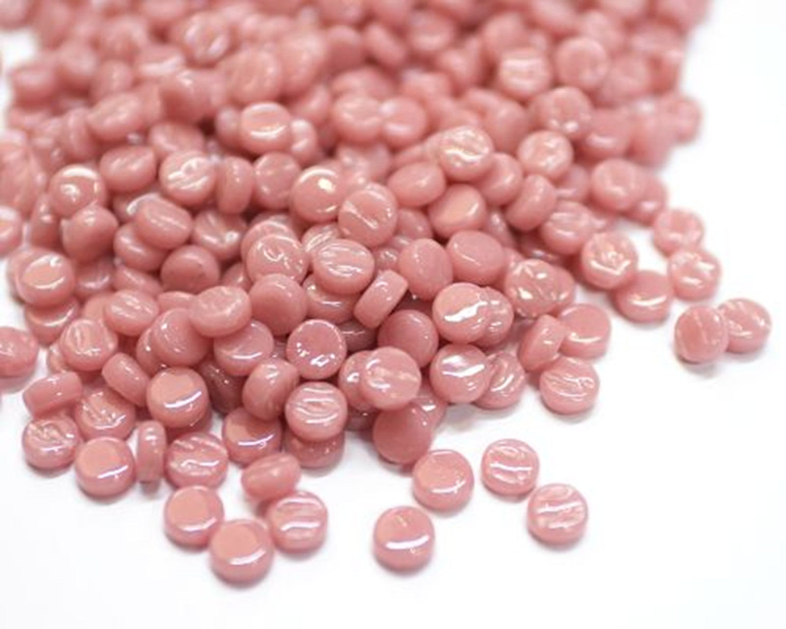 Rose Pink 8 mm Round Recycled Glass Mosaic Tiles – 4 mm thick – 50 Tiles