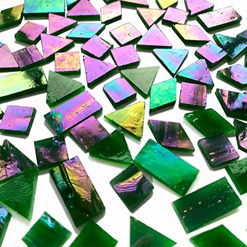 280 Pcs Iridescent Mosaic Tiles for Crafts Projects Stained Glass Sheets