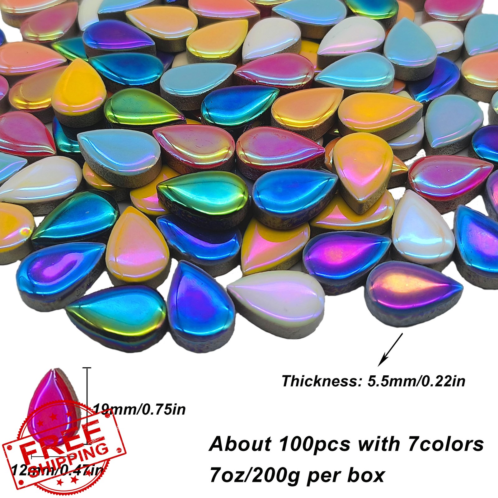 EDFLIFE Mosaic Tiles 7oz Iridescent Drop Art Crafts