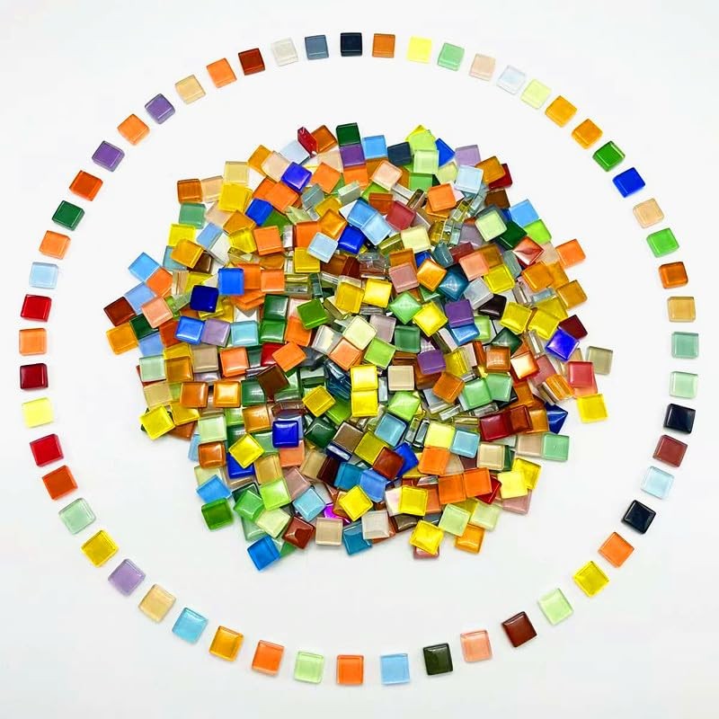 Mosaic Tiles Bulk Crystal Glass 500G 1.1LB 0.4×0.4 inch Colorful