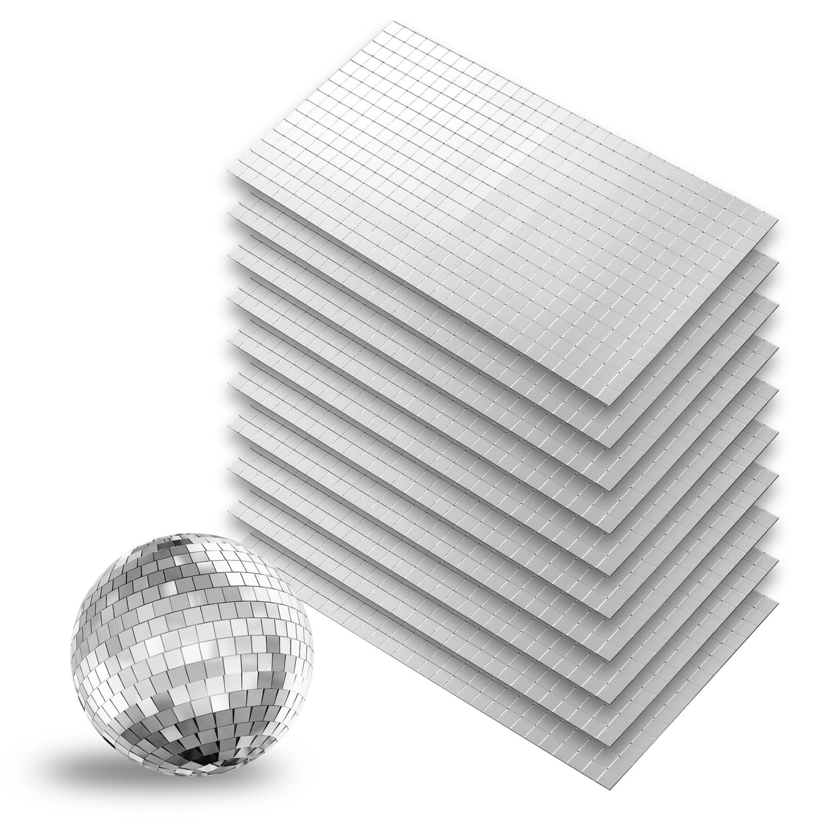 4500 PCS Self-Adhesive Silver Disco Ball Mirror Tiles | 10×10 mm Square Stickers