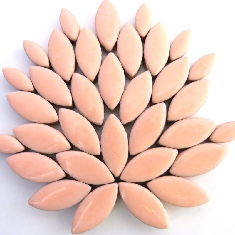 Peach Orange Petal Shaped Ceramic Mosaic Tile Pieces – 25 tiles – 2 Sizes