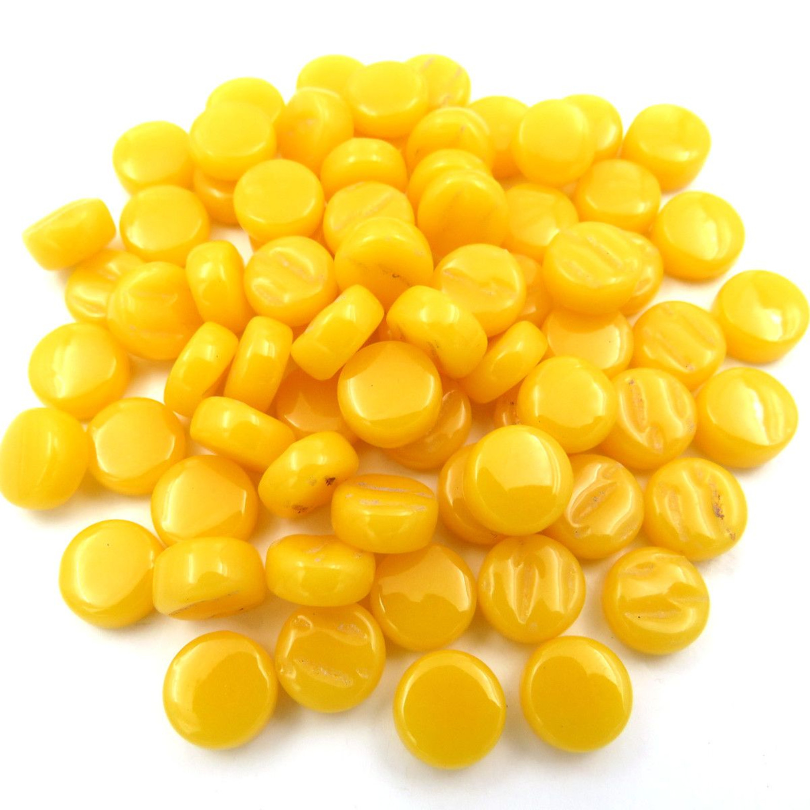 50 Tiles Golden Yellow 8 mm Round Glass Mosaic Tiles – 4 mm thick