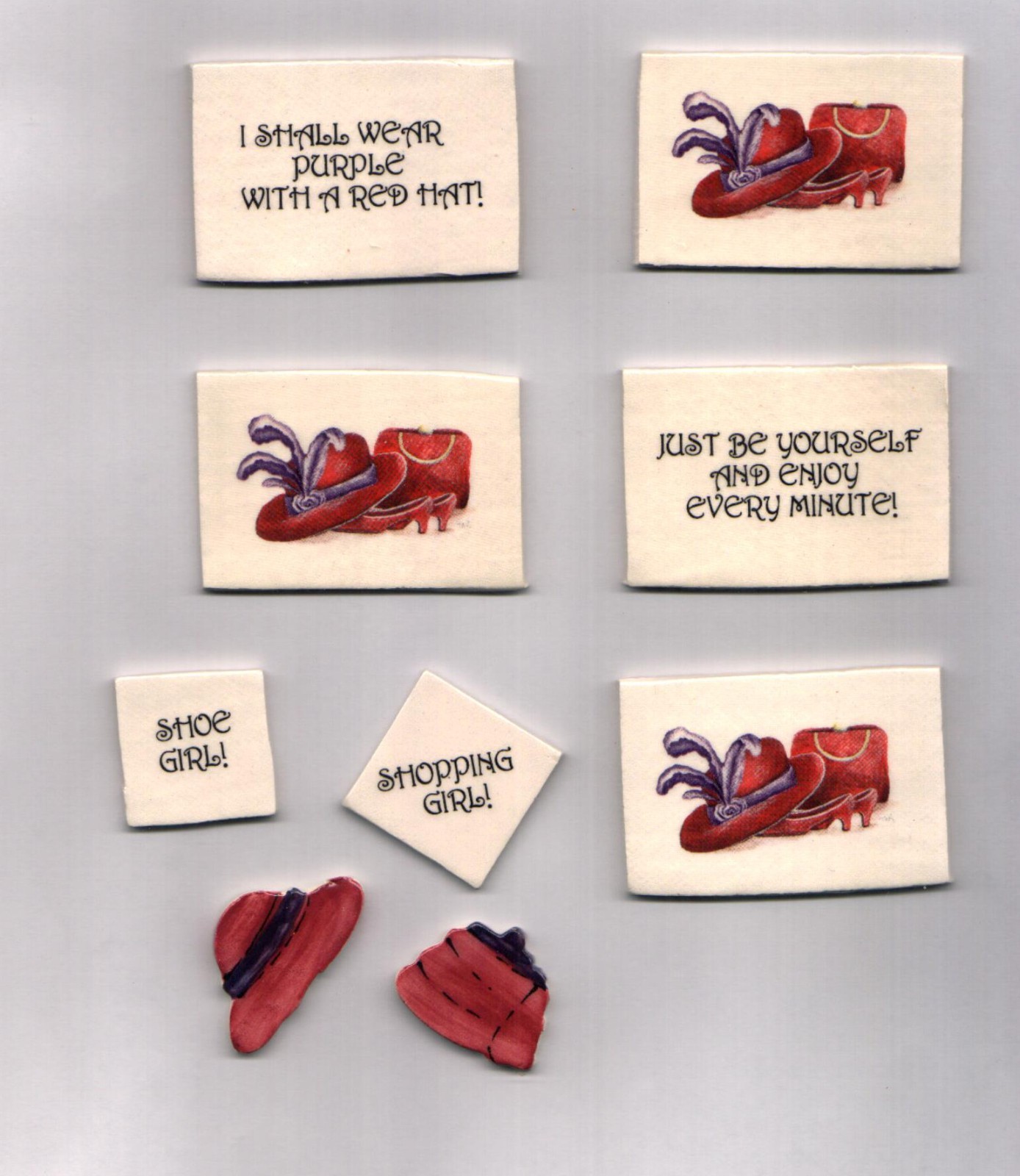 Mosaic Tiles Hand made Red hatter hat purse Ceramic clay Lot 9 Kiln Fired W102