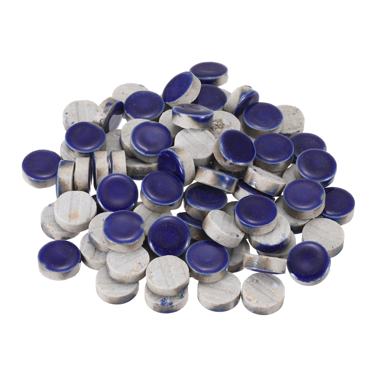 200g Ceramic Mosaic Tiles for Crafts Bulk, Round Dark Blue Ceramic Tiles