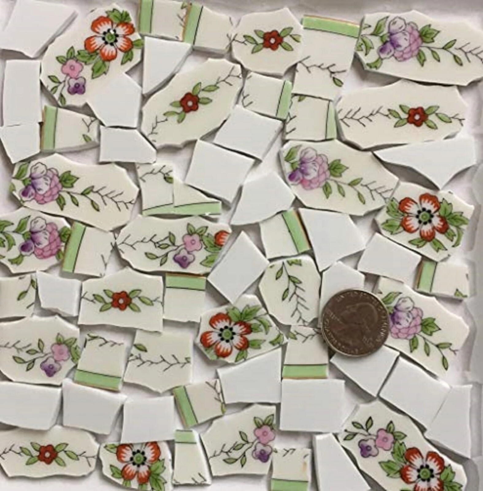 Broken China Mosaic Tile Arts and Craft Supplies – Shabby Chic Tiles A299
