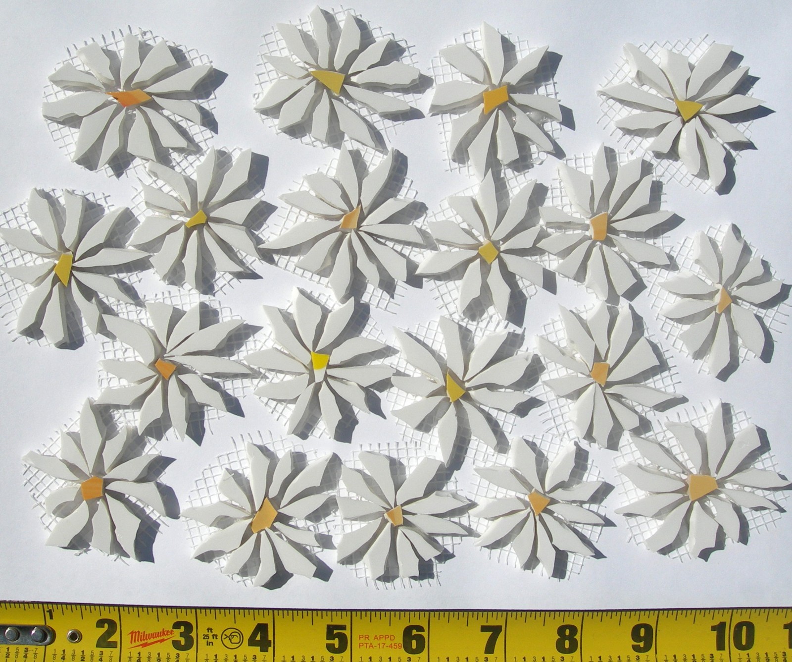 19 White Daisy Mosaic Tile Set Broken Cut China Plate Tiles