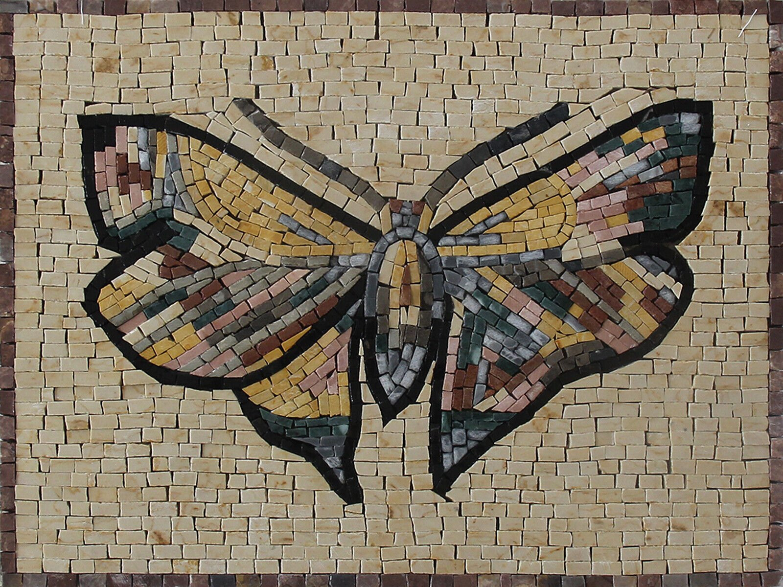 Butterfly Earth Colors Garden Decor Marble Mosaic