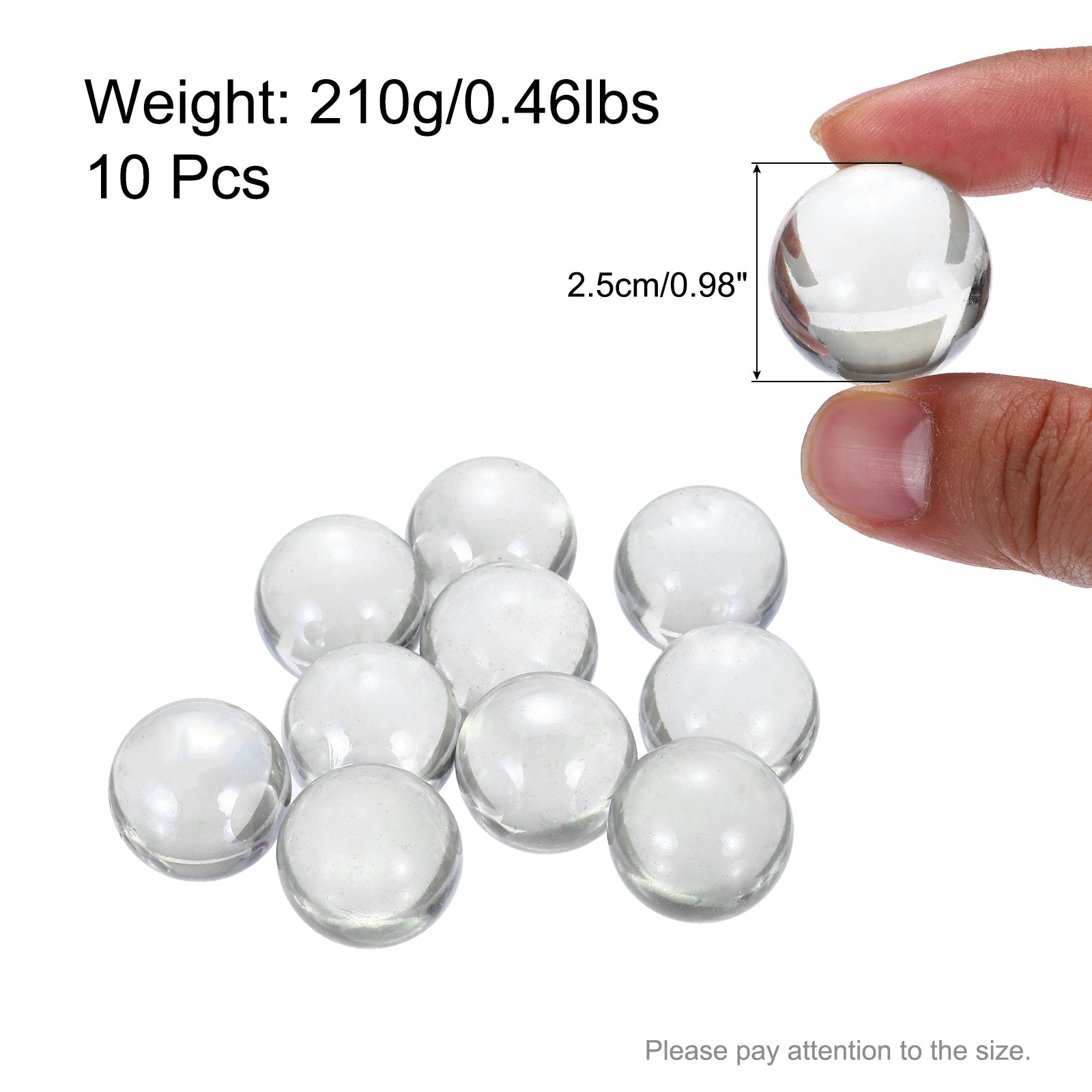 10 x Glass Beads Glass Gemstone Clear 0.46lbs Glass Pebbles