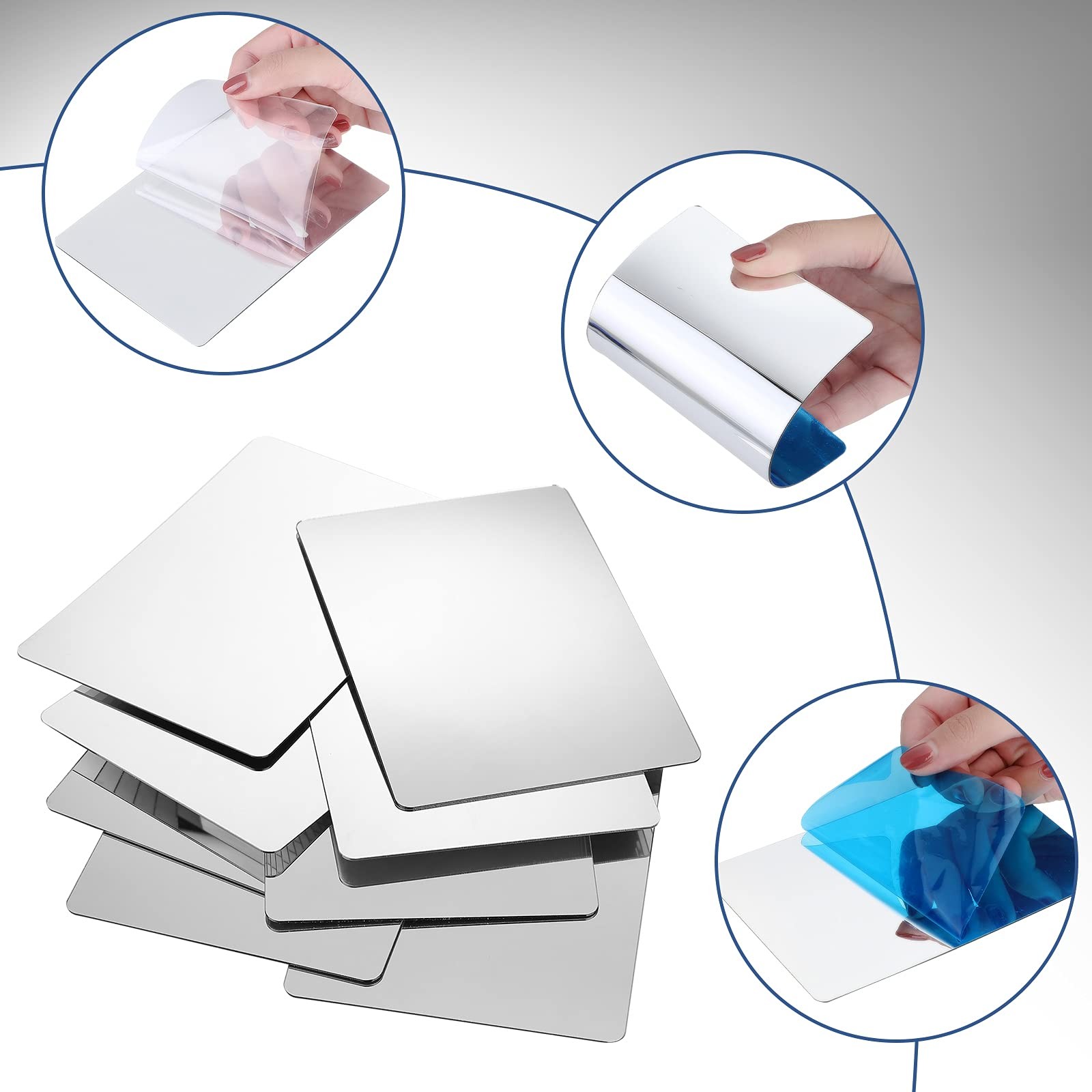 32 PCS Shatter Proof Plastic Mirror Tile 4×6 Inch Reflector Sheet Craft DIY