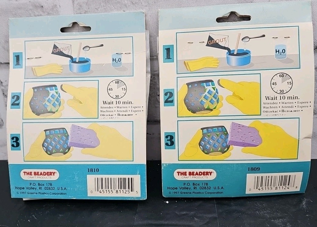 New Lot Of 8 The Beadery Clearly Mosaics Grout And Mosaic Tiles Craft Set