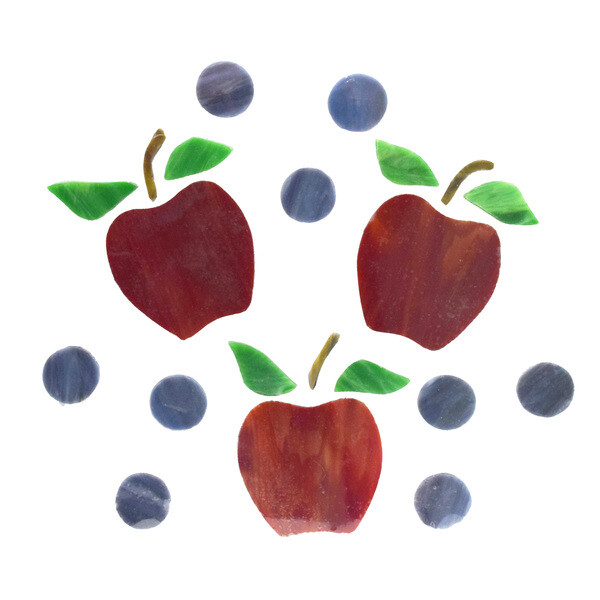 Precut Stained Glass THREE APPLES Mosaics Approximately 10×10″ Diamond Tech