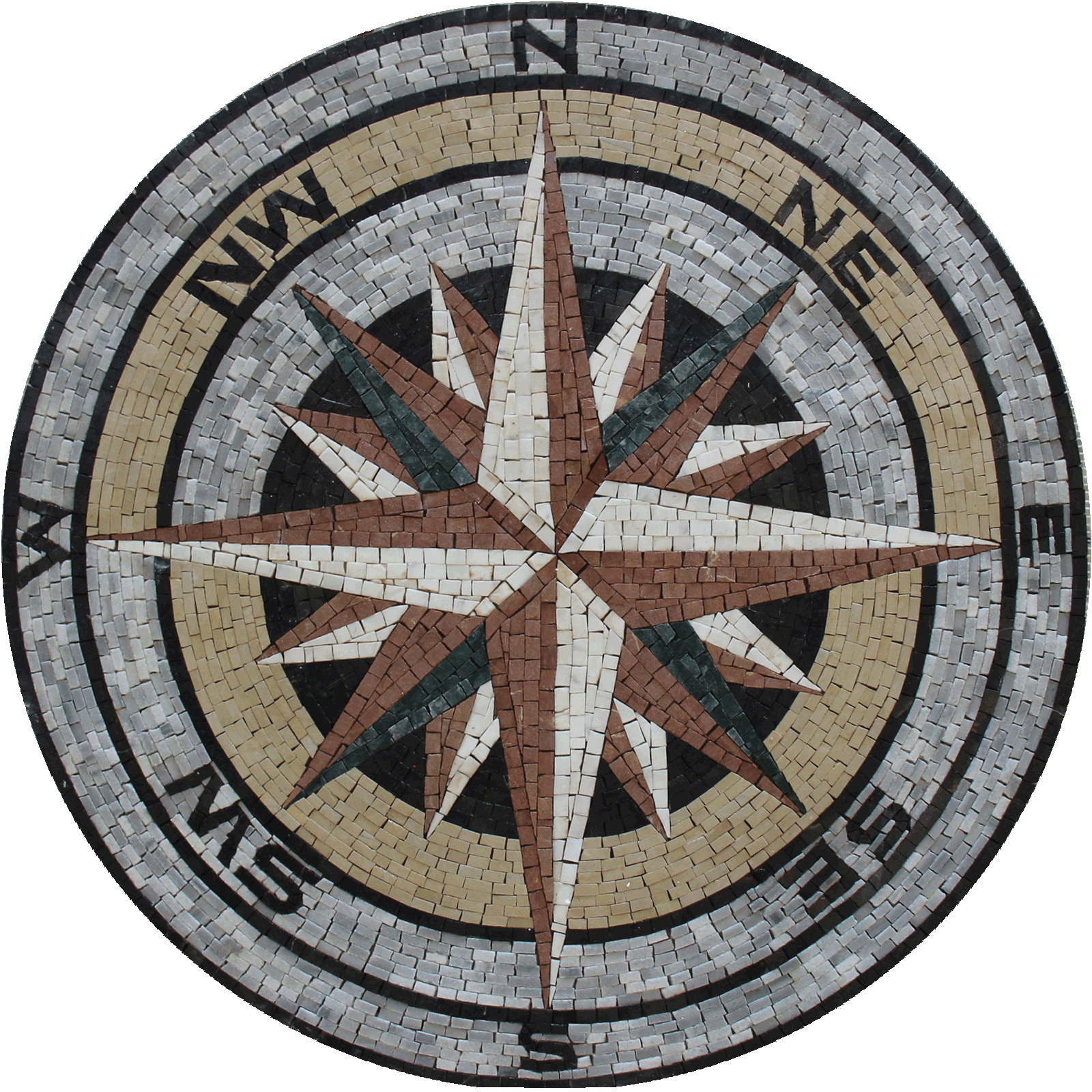 Mosaic Marble Colorful Artistic Compass Medallion Home Pool Design Floor