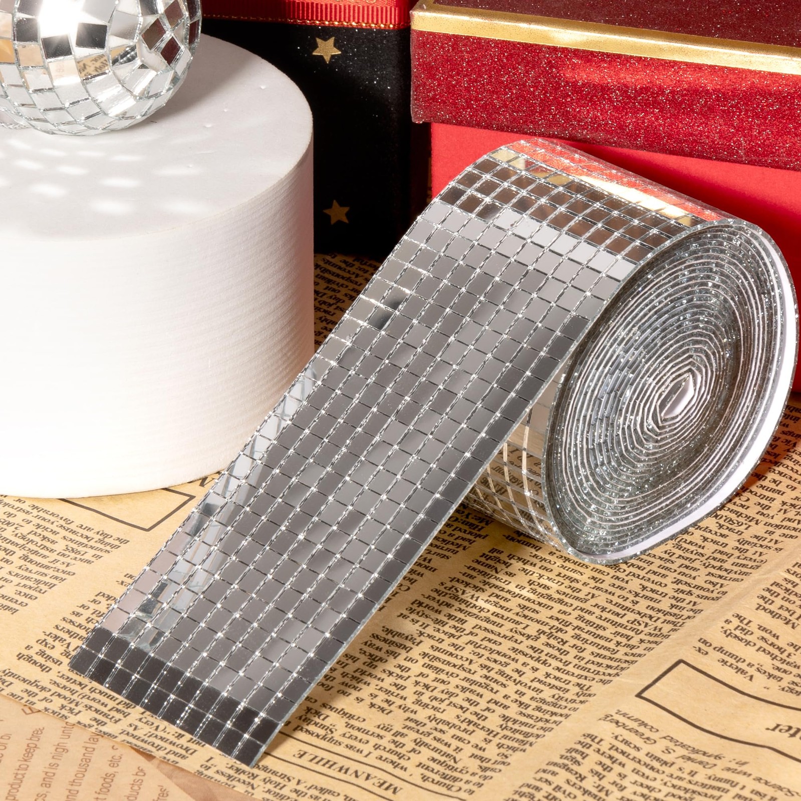 PP OPOUNT 10000 PCS Mini Disco Tiles, 1 Roll 5 x 5 mm 10000 PCS, Silver