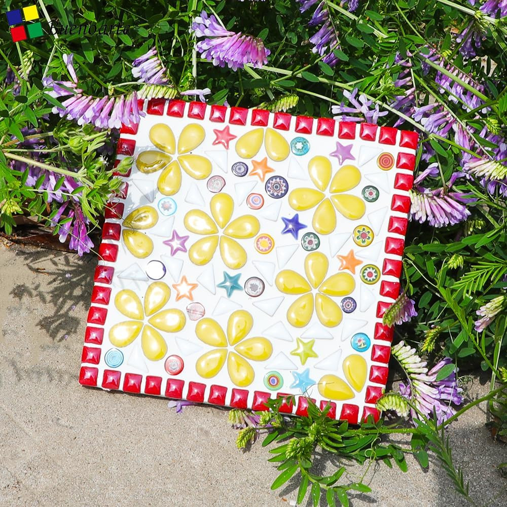 170G Ceramic Mosaic Tiles Pieces, Heart Star Oval round Flower Shape Mosaics for