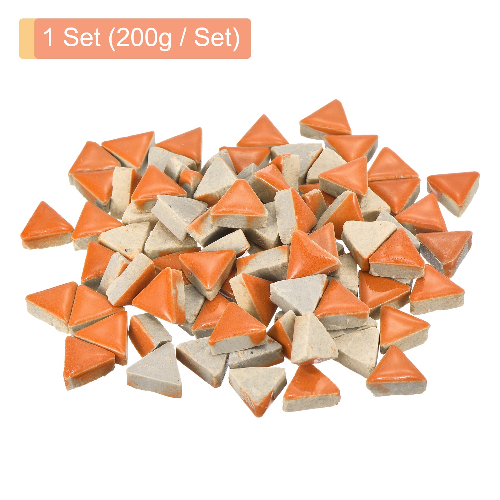 200g Ceramic Mosaic Tiles for Crafts Bulk, Triangle Orange Ceramic Tiles