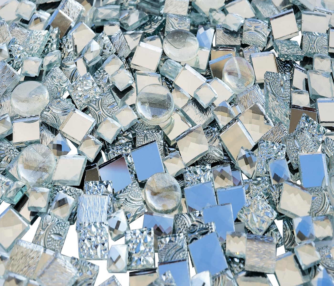 CHICSHIS 500g Glass Mirror Tiles for DIY, Assorted Textured Tiles for Stained…