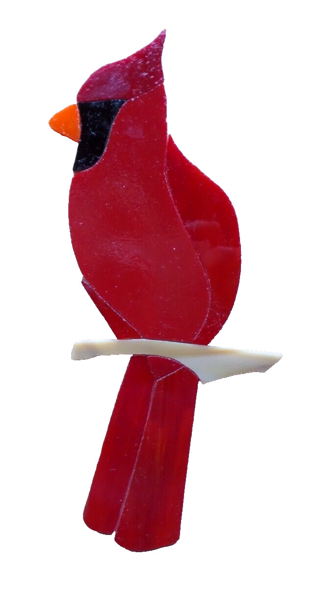 STAINED GLASS hand pre cut MOSAIC Inlay tile, stepping stone, CARDINAL 7.5″ X 3″