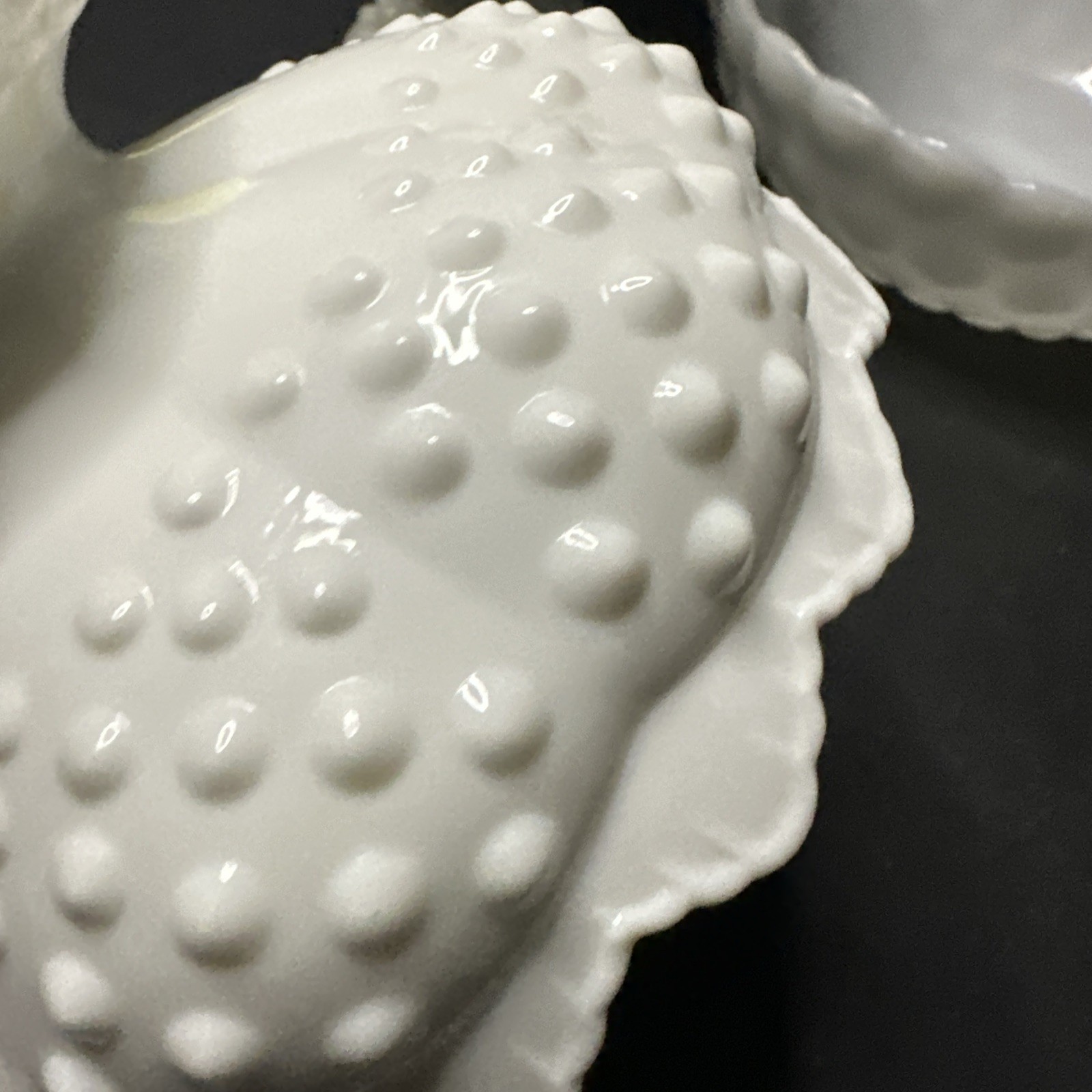 RARE set of 3 opal glass items with a hobnail pattern, manufactured by Fento#R15