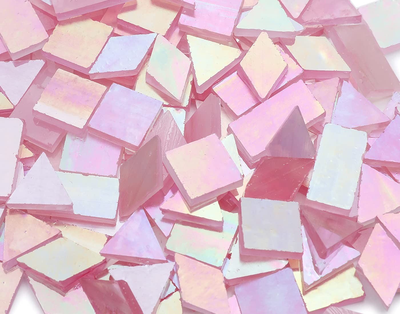 Iridescent Stained Glass Mosaic Tiles for Art Craft, 200 Pieces, 4 Shapes Mix…