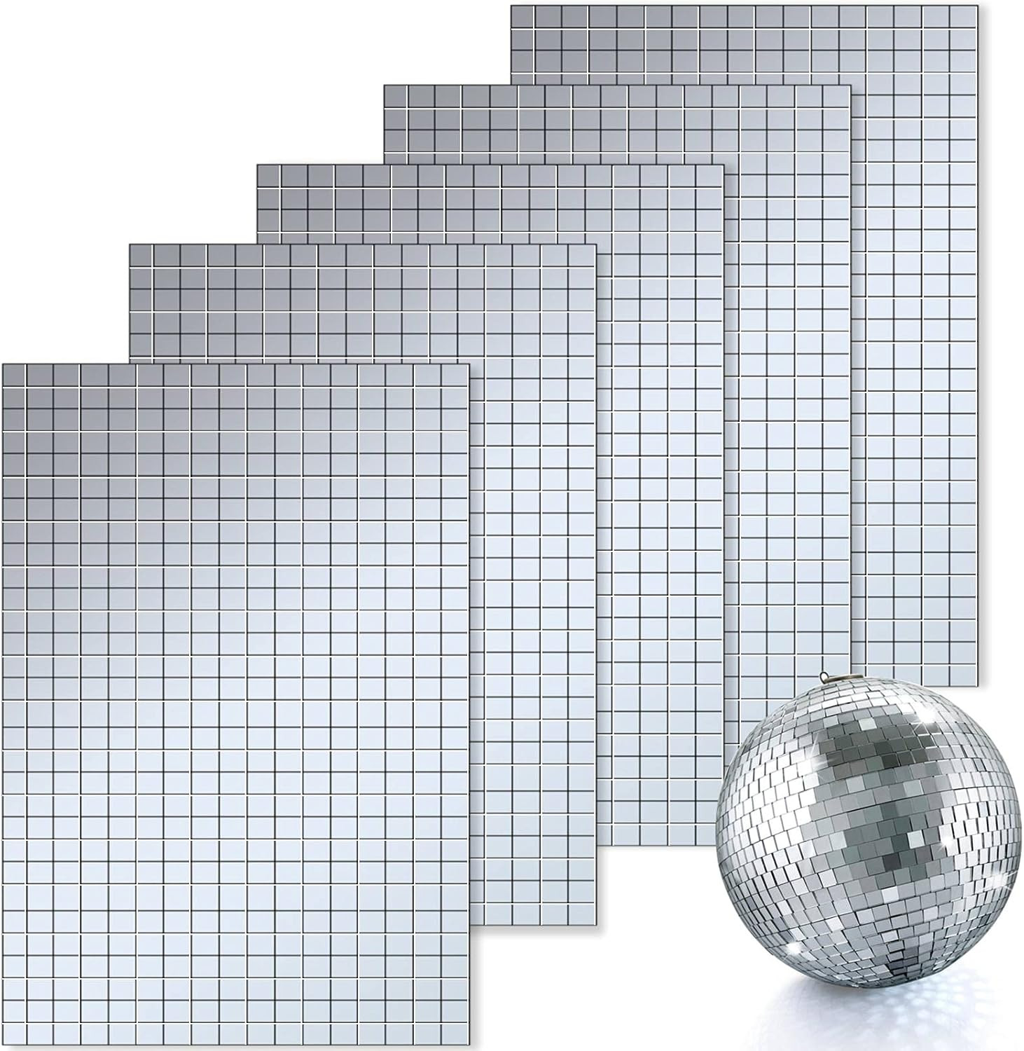 3600 Pieces Mirror Mosaic Tiles Self Adhesive Disco Mirror Tiles Disco Ball Stic