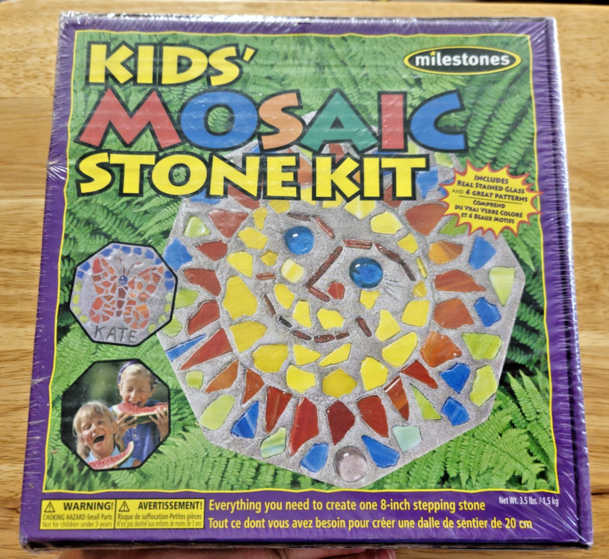 New Milestones Mosaic Stepping Stone Kit DIY Garden Craft Real Stained Glass
