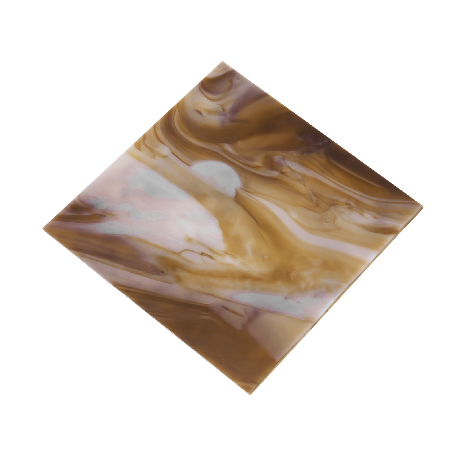 Stained Glass Sheet Mosaic Tile 3.9 Inch x 3.9 Inch, Dark Brown