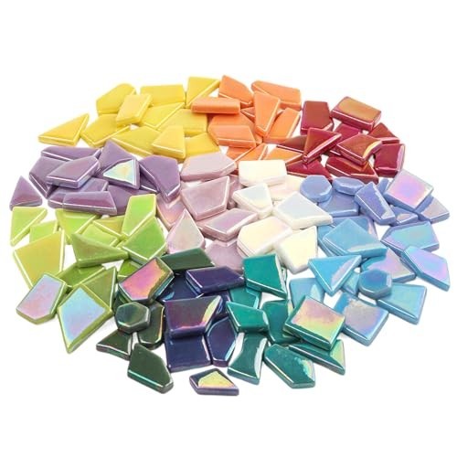 Youway Style Iridescent Glass Mosaic Tiles for Crafts Bulk,200g Broken Mosaic…